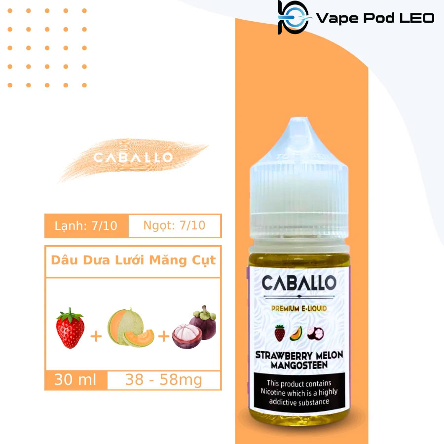 Caballo Dâu Dưa Gang Măng Cụt 30ml Strawberry Melon Mangosteen