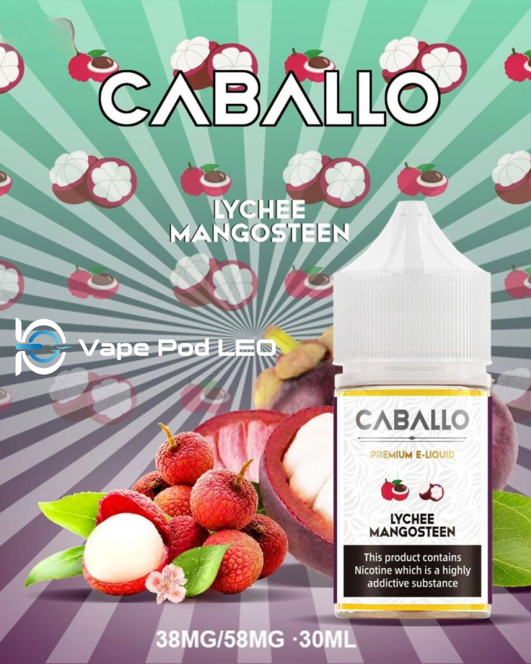 Caballo Vải Măng Cụt 30ml   Lychee Mangosteen