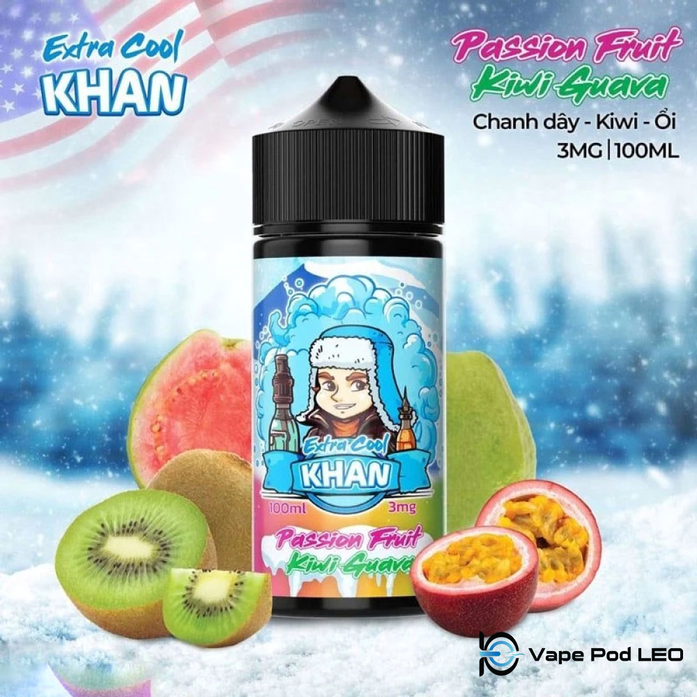 KHAN Extra Kiwi Ổi Chanh Dây 100ml   Passion Fruit Kiwi Guava