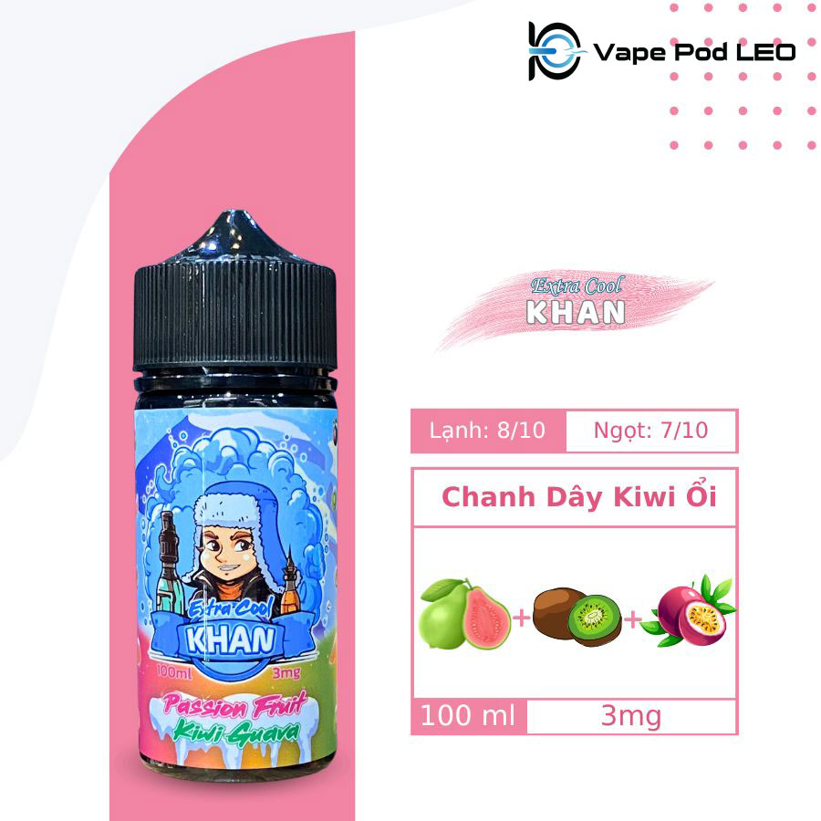 KHAN Extra Kiwi Ổi Chanh Dây 100ml   Passion Fruit Kiwi Guava