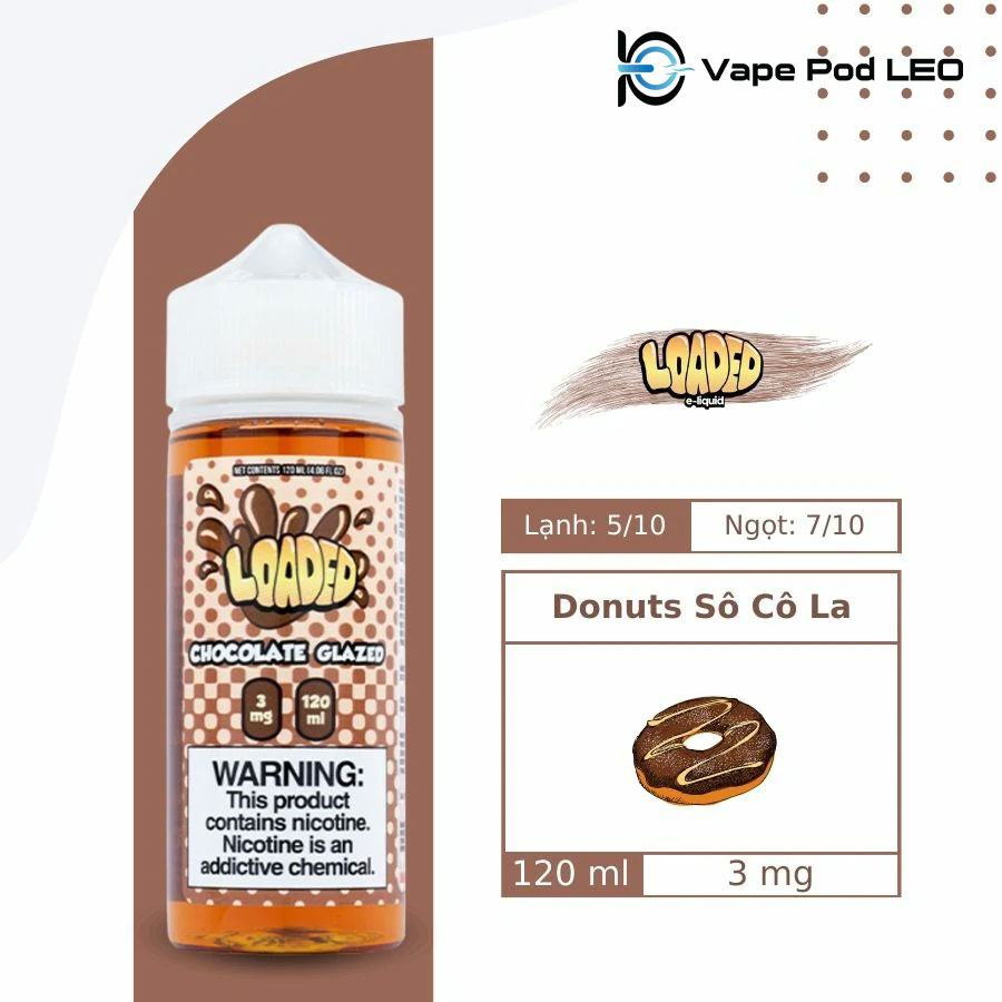 Loaded Donut Sô Cô La 120ml   Chocolate Glazed