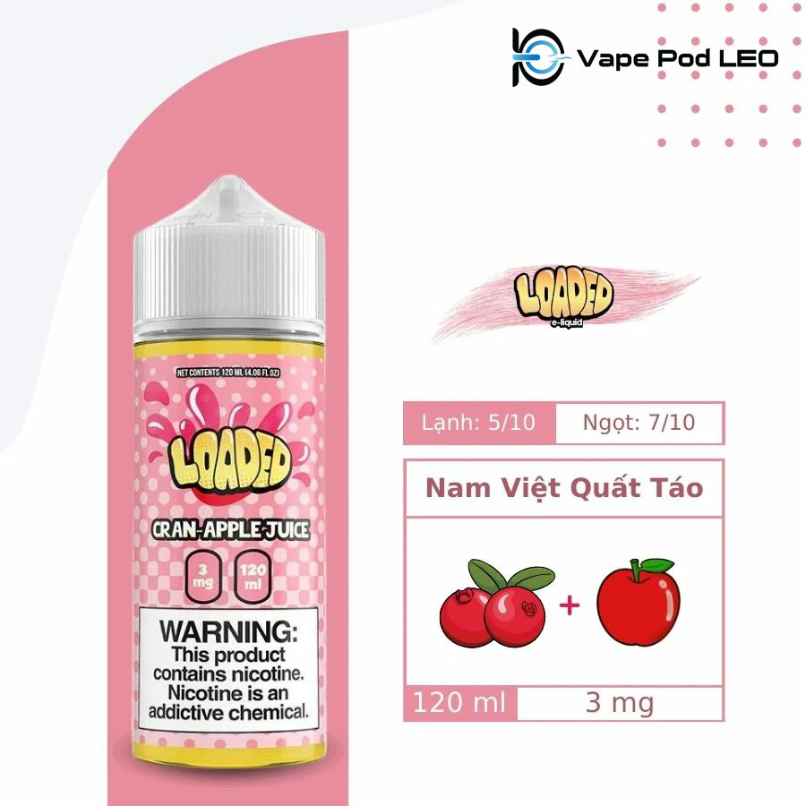 Loaded Nam Việt Quất Táo 120ml   Cran Apple Juice