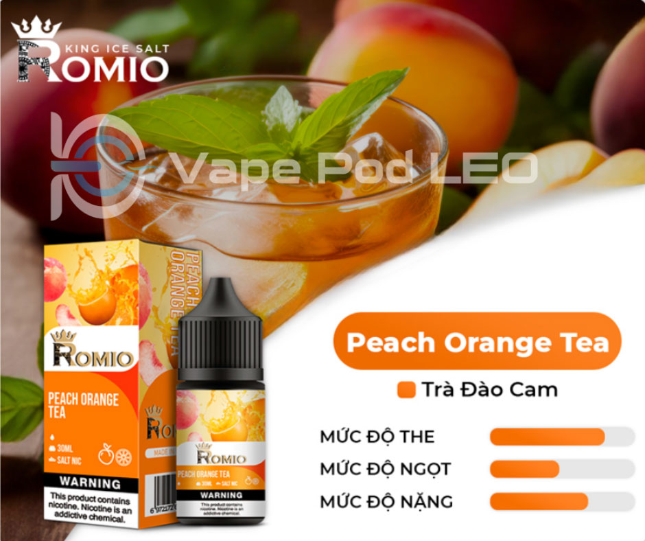 Romio Pro Trà Cam đào 30ml Peach Orange Tea