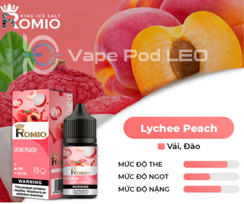 Romio Pro Vải đào 30ml Lychee Peach