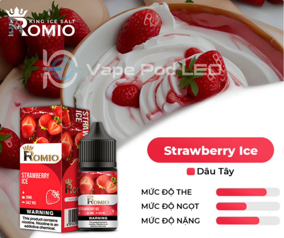 Romio Soda Dâu Lạnh 30ml Strawberry Ice