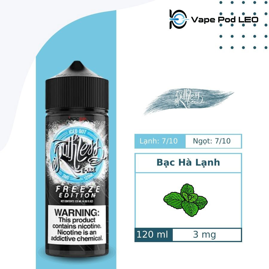 Ruthless Bạc Hà Lạnh 120ml   Iced Out