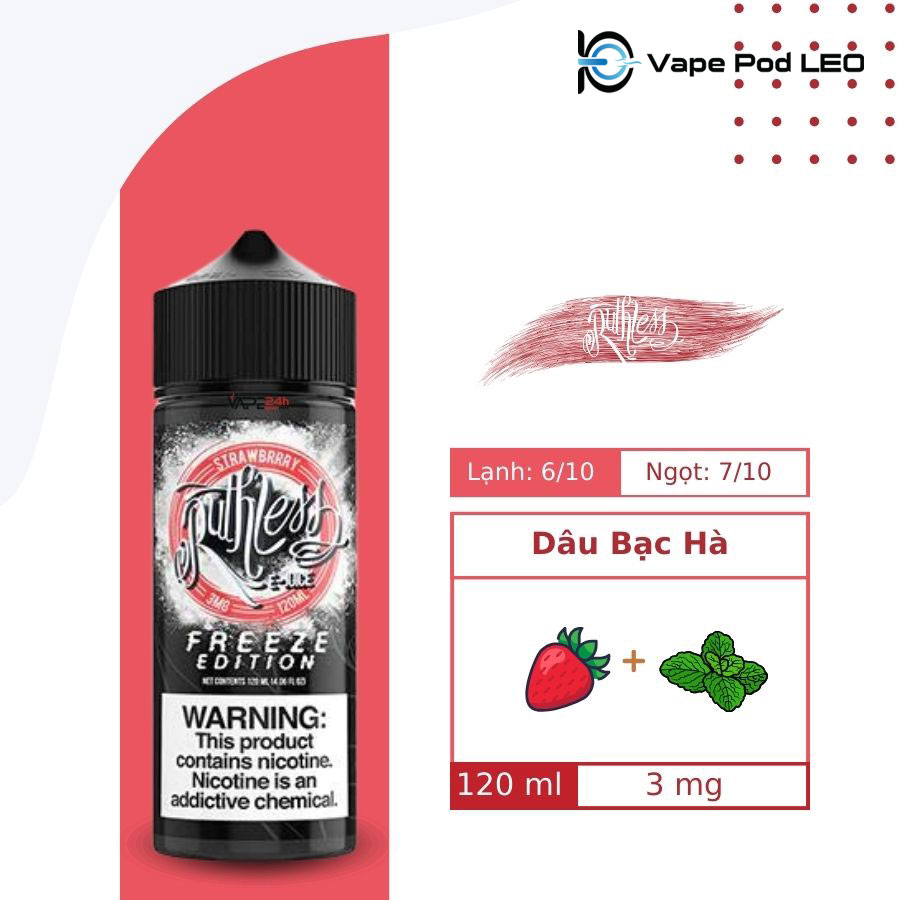 Ruthless Dâu Bạc Hà 120ml   Strawberry Mint