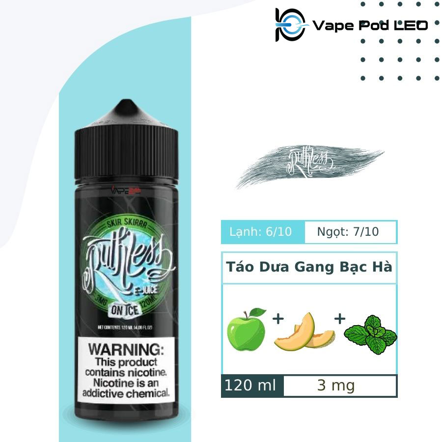 Ruthless Táo Dưa Gang Bạc Hà 120ml   Skir Skirrr