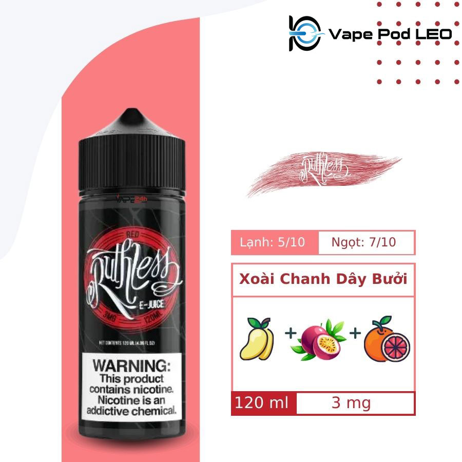 Ruthless Xoài Chanh Dây Bưởi 120ml   Red