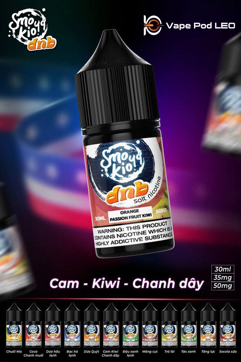 Smokio 49 DNB Cam Chanh Dây Kiwi 30ml   Orange Passion Fruit Kiwi