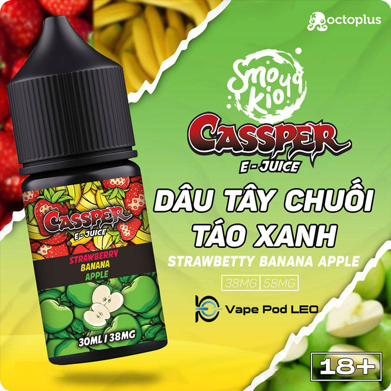 Smokio Cassper Dâu Chuối Táo 30ml   Strawberry Banana Apple