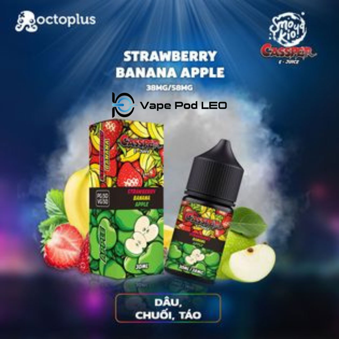 Smokio Cassper Dâu Chuối Táo 30ml   Strawberry Banana Apple