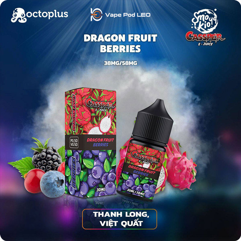 Smokio Cassper Thanh Long Quả Mọng 30ml   Dragon Fruit Berries